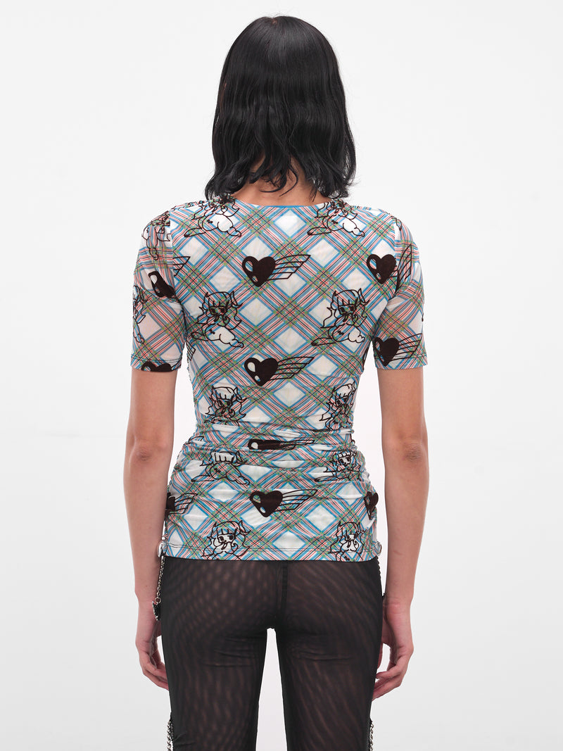 Blue Sonicscape Tartan Mesh Top (2330-SONICSCAPE-BLUE-MULTI)