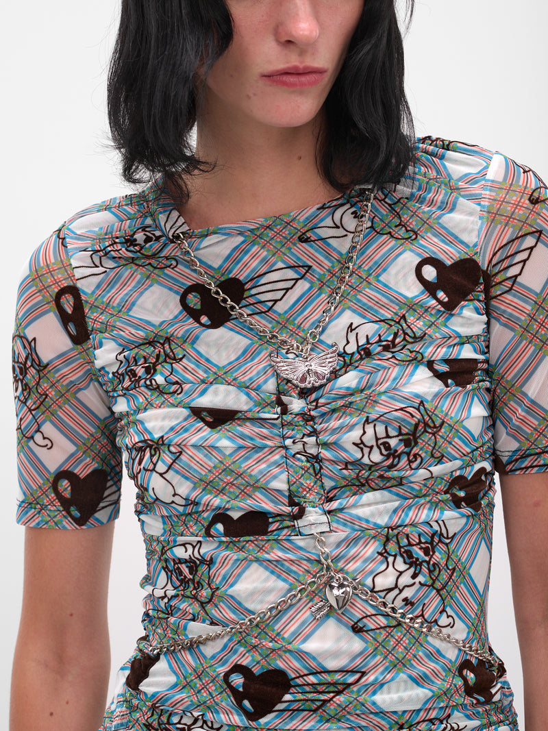 Blue Sonicscape Tartan Mesh Top (2330-SONICSCAPE-BLUE-MULTI)