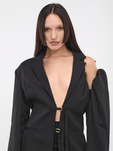 ジャケット JACQUEMUS 233JA040 1333 990 Jackets Black La veste Galliga (233JA040-1333-BLACK)