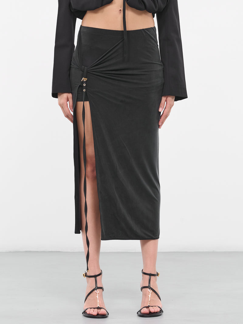 La jupe pareo Croissant (233SK044-2307-BLACK)