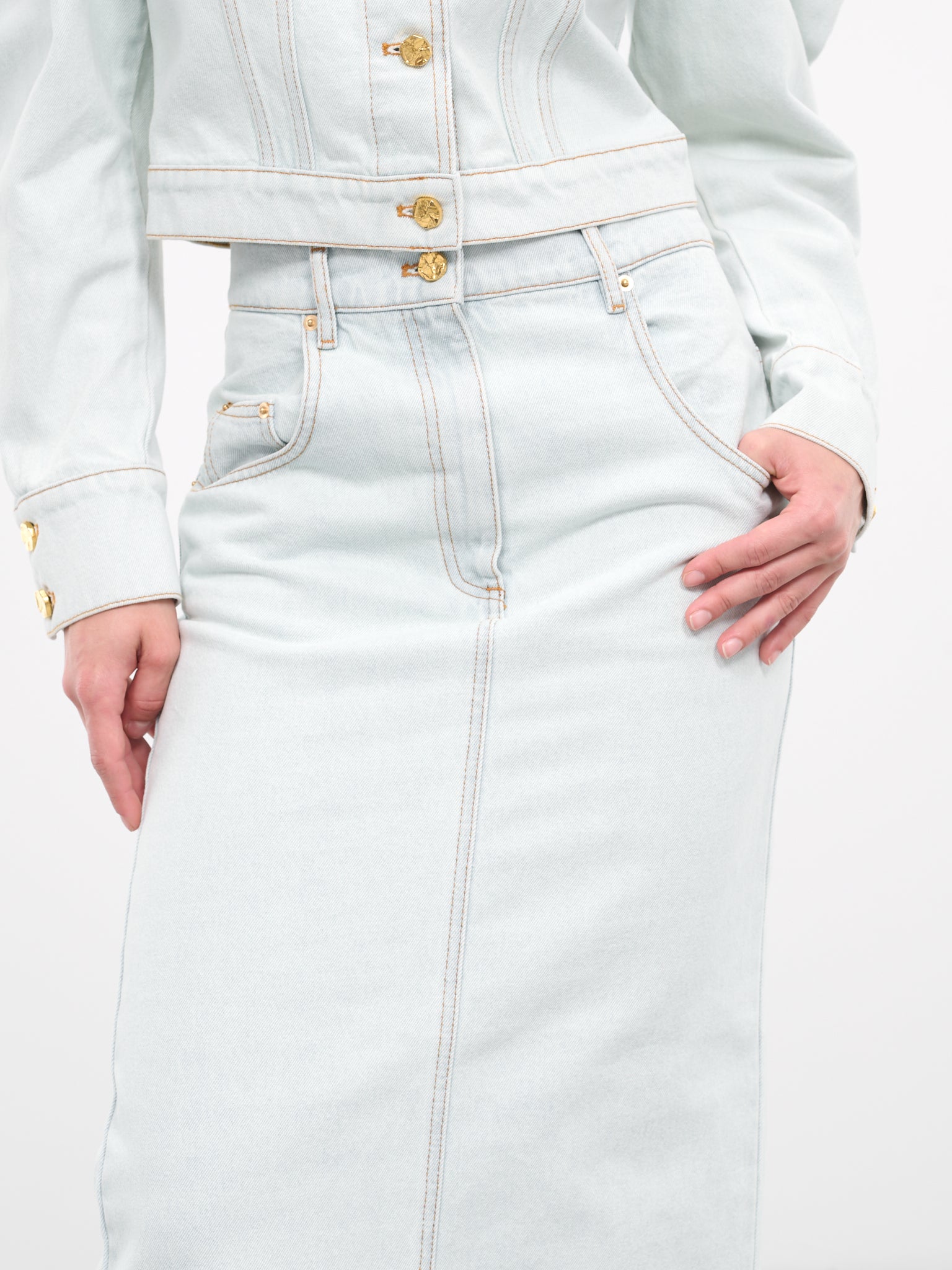 Long Denim Skirt (23ADJU006C01037-U4487-BLEU-DEL)