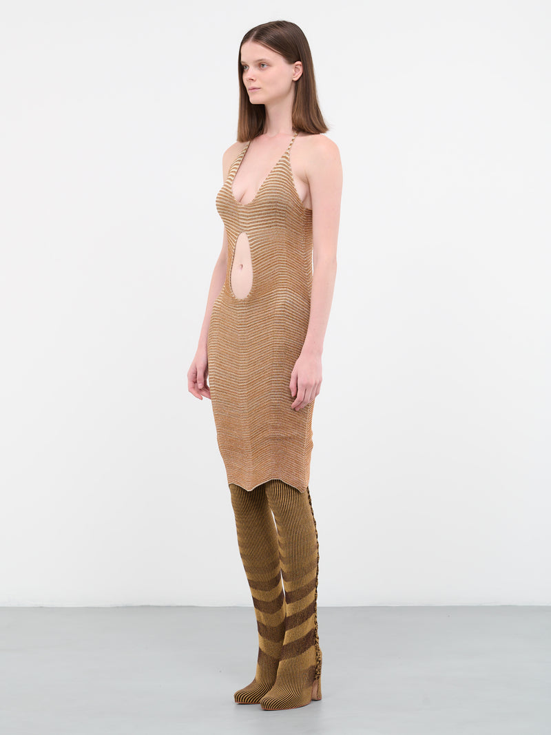 Keyhole Knit Dress (23DR023C-BRASS)