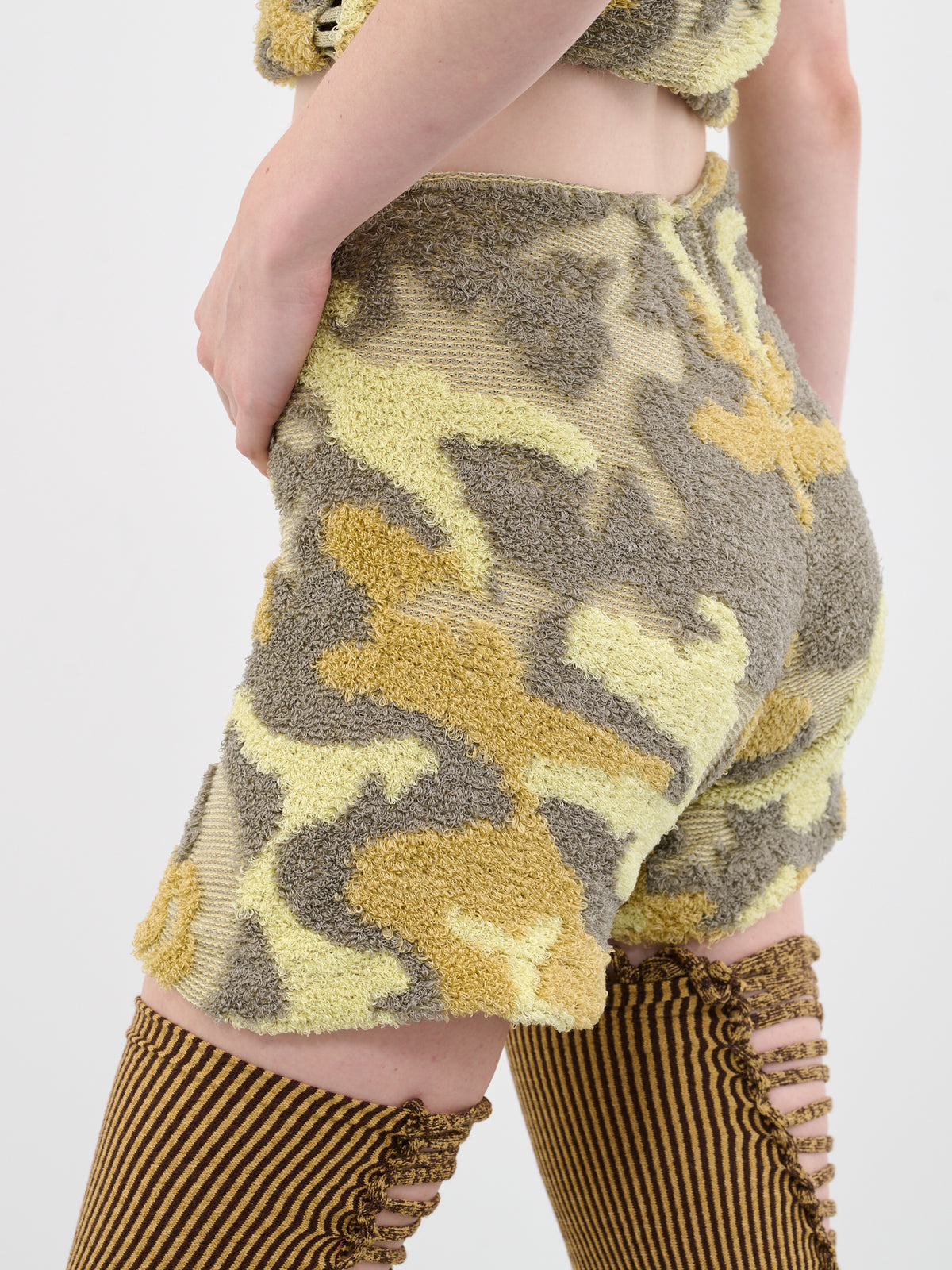 High-Waist Knit Shorts (23PT07-CAMOCORN)