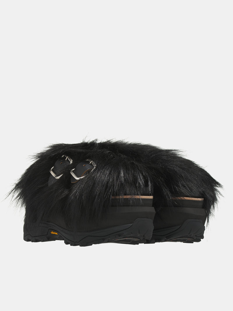 Faux Fur Sandals (24-07477-001-BLACK)
