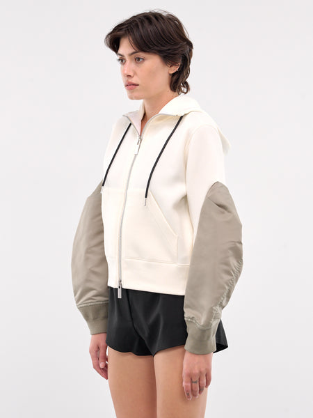 Nylon Twill x Sponge Sweat Hoodie (24-07536-198-IVORY-LIGHT