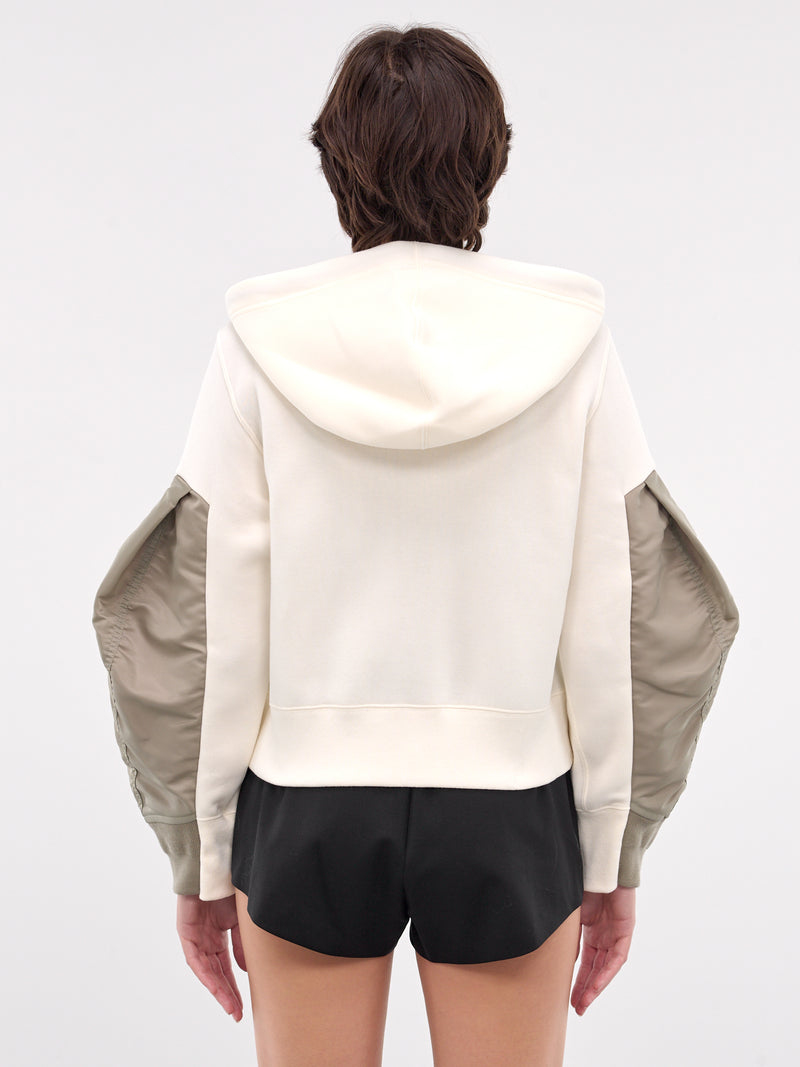Nylon Twill x Sponge Sweat Hoodie (24-07536-198-IVORY-LIGHT-KHAKI)