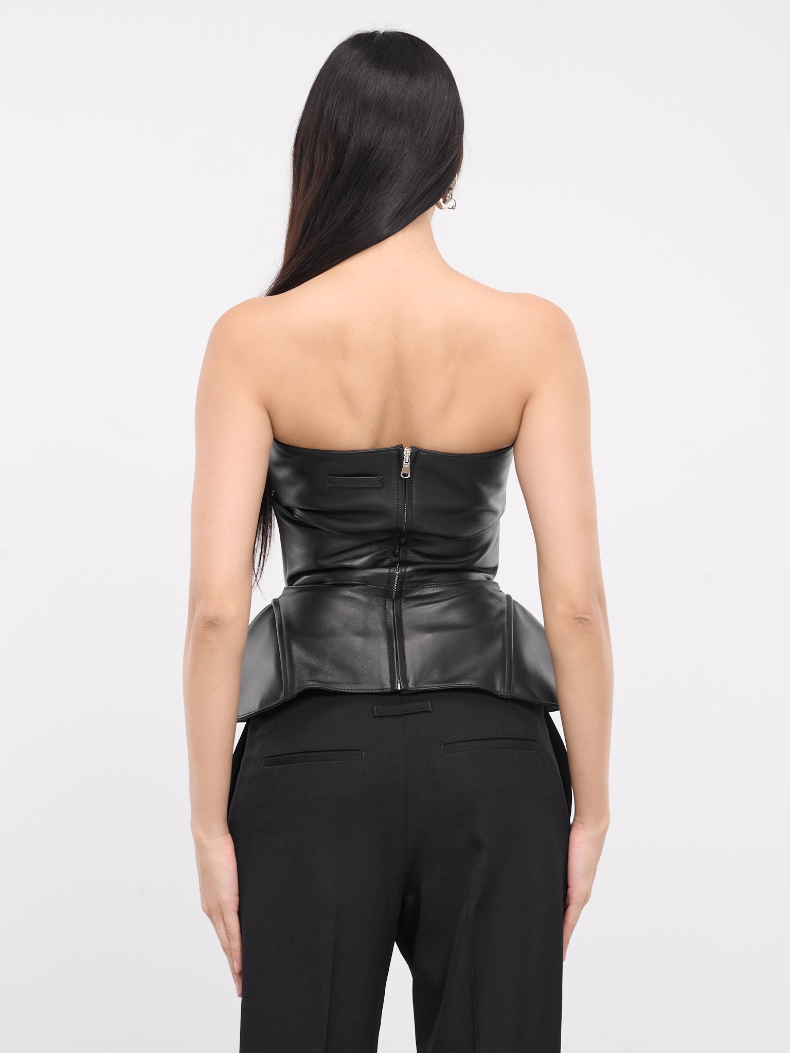 Buckled Leather Corset Top (24-25-F-TO190-L016-BLACK)