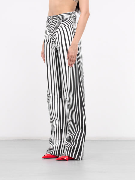 Body Morphing Print Pants (24-25-JE1421-D012-WHITE-BLACK)