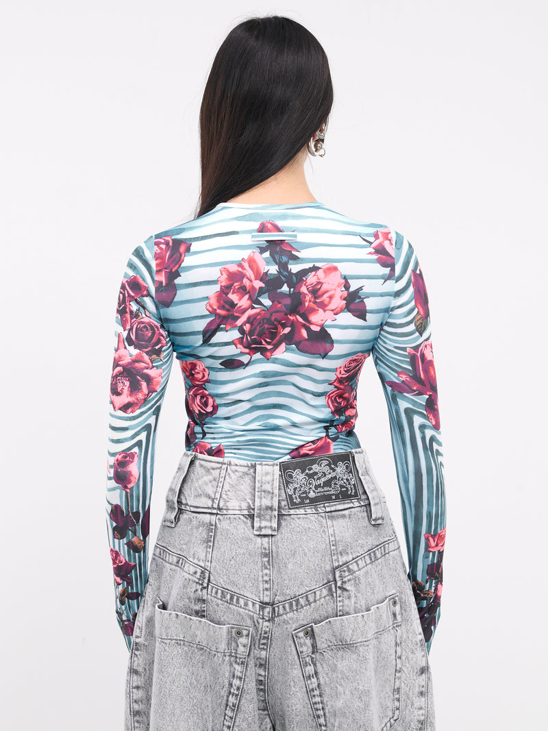 Flower Body Morphing Print Top (24-25-U-TO186-J551-MULTI)
