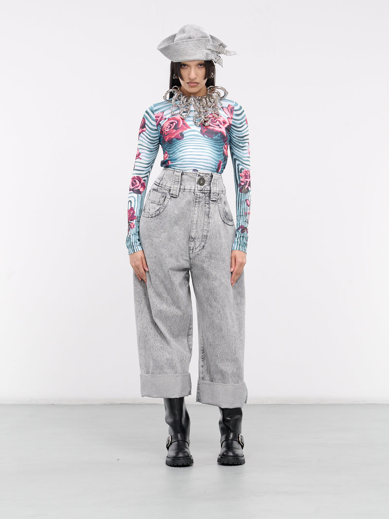 Flower Body Morphing Print Top (24-25-U-TO186-J551-MULTI)