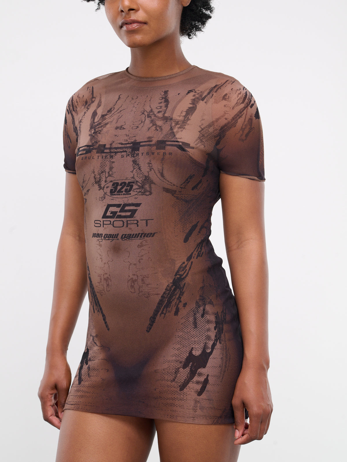 Shayne Oliver Graphic Mini Dress (24-27-F-RO183-T550-NUDE-BLACK)