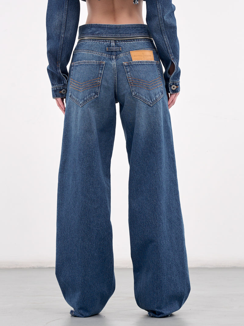 The Belted Denim Jeans (25-33-F-JE164-D013-VINT-BLUE)