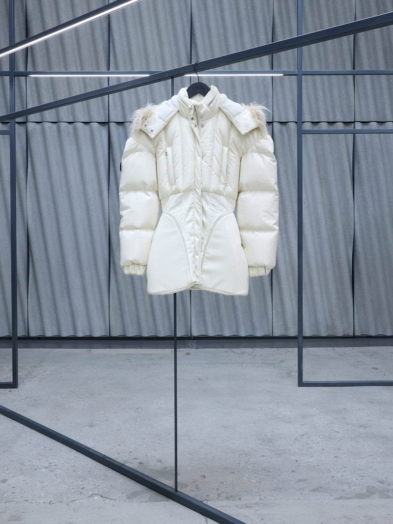 Ivory Fur Trim Puffer Jacket (J23-IVORY)