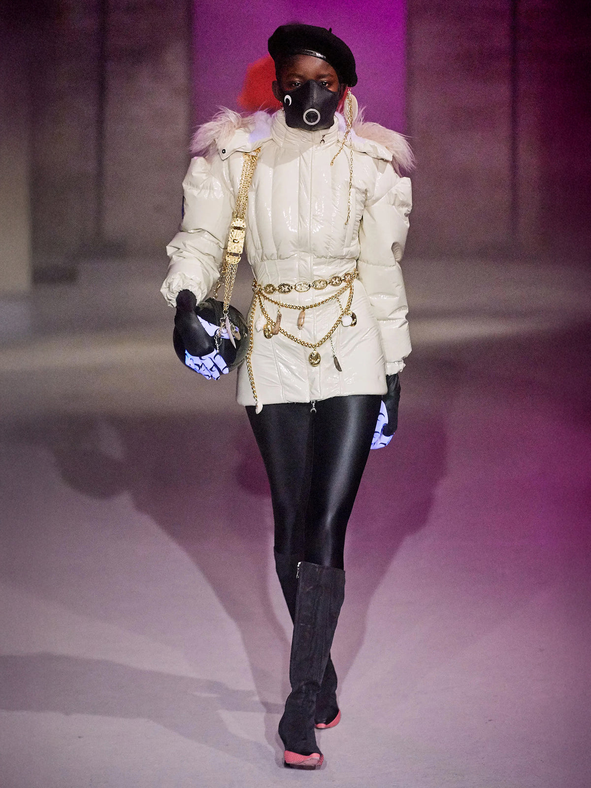 Ivory Fur Trim Puffer Jacket (J23-IVORY)