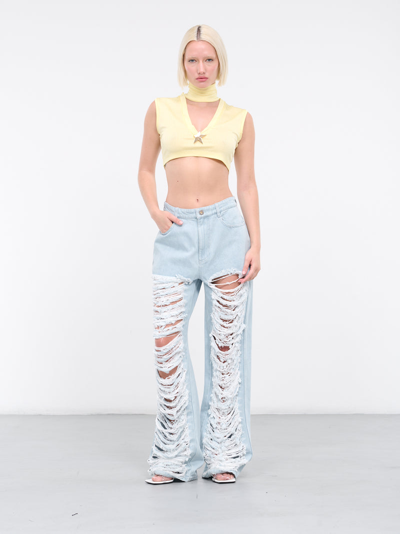 Star Stud Sleeveless Top (2401T11300-CREAM-YELLOW)