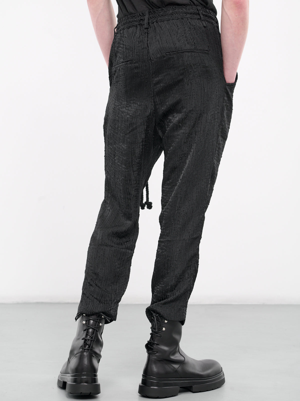 Rope Drawcord Trousers (241-MPT065-WAVE-JET-BLACK)