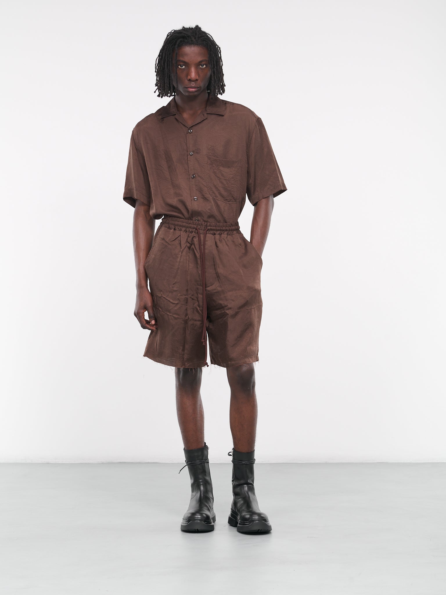 Oversized Shirt (241-MSH059-BROWN)