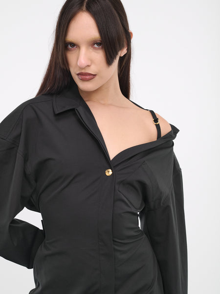 ワンピース JACQUEMUS 'La Robe Chemise' dress (24E241DR1241519 BLACK) 24354197_54395172_600.jpg