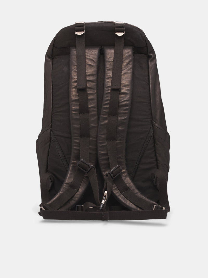 Black Leather Zip Backpack (243-03-BLACK)