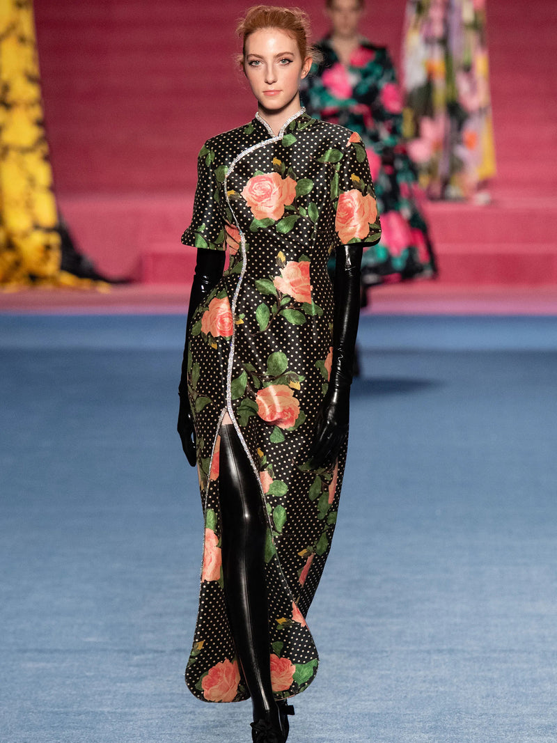 Black Silk Ribbon Collar Shirt (22-BLACK-PINK)