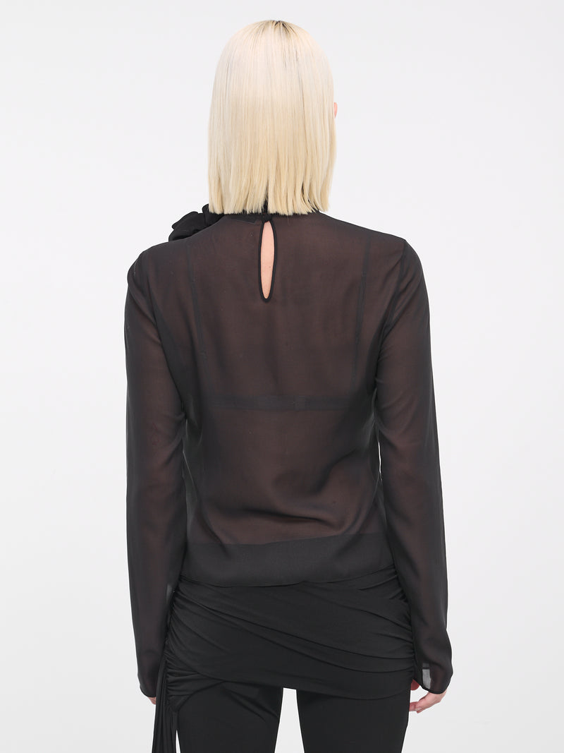 Sheer High Neck Top (247923-BLACK)