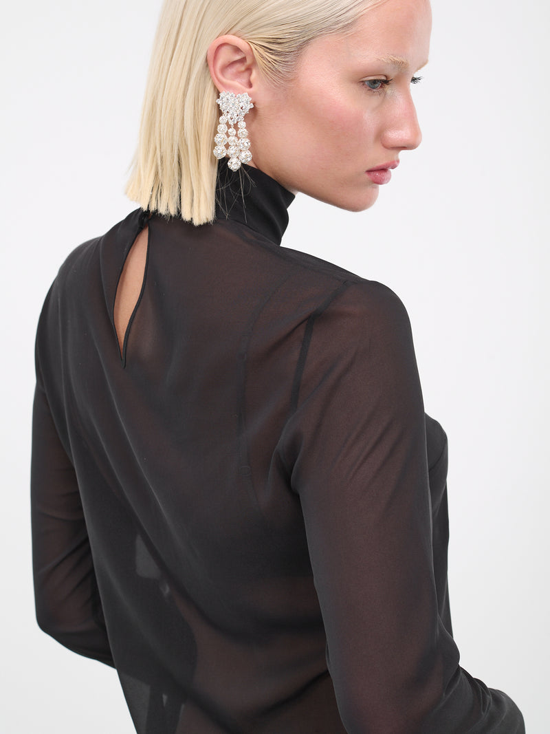 Sheer High Neck Top (247923-BLACK)
