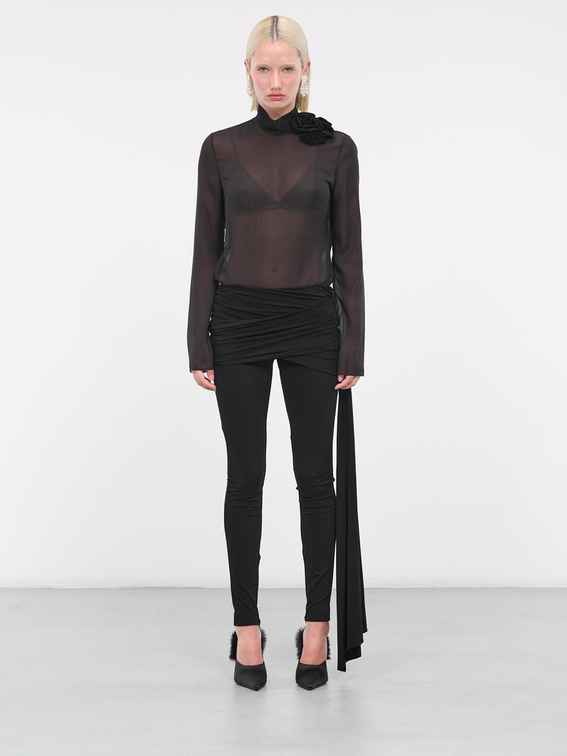 Sheer High Neck Top (247923-BLACK)