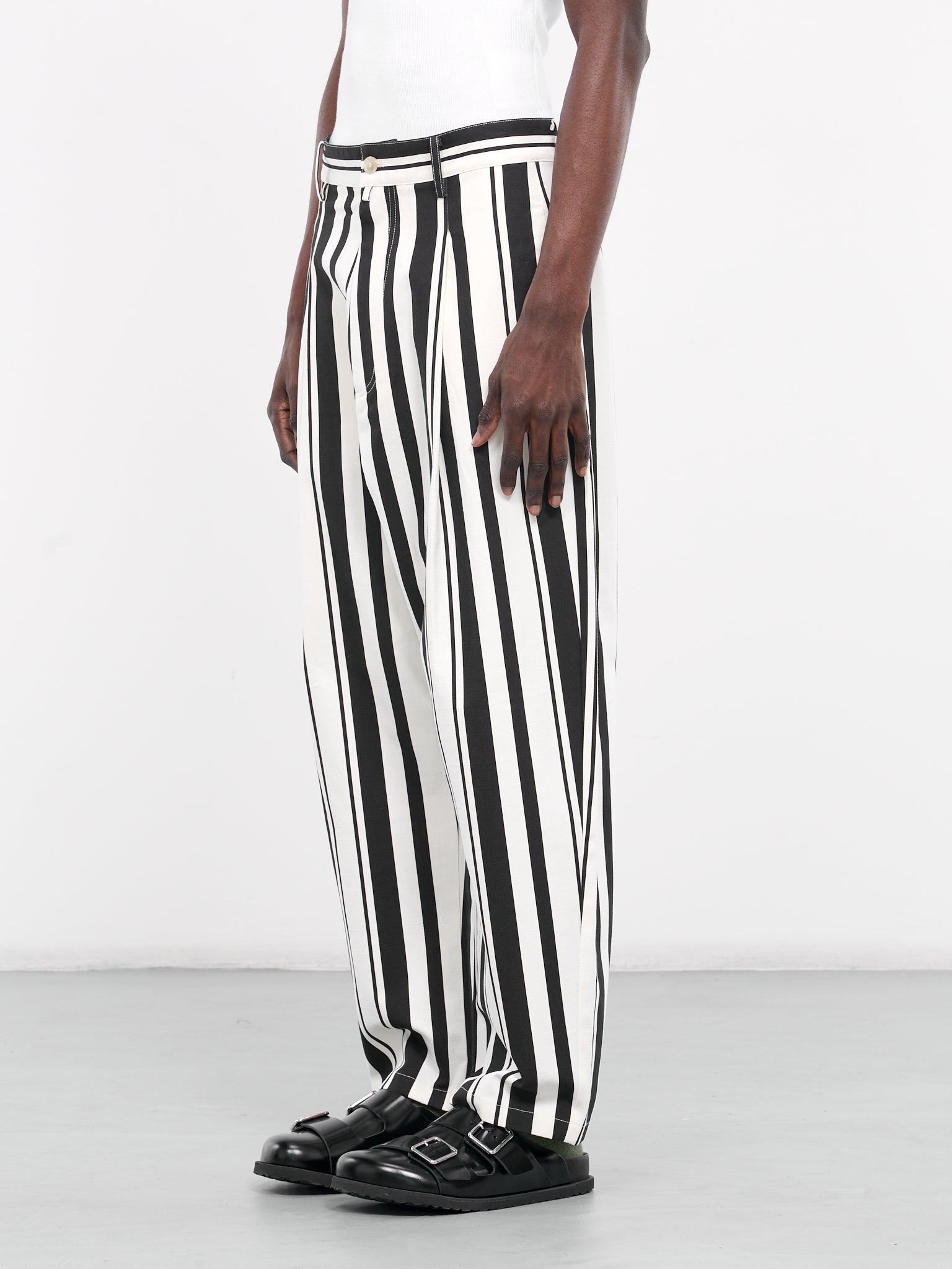 Striped Trousers (24E96MRU54-BLACK-WHITE)