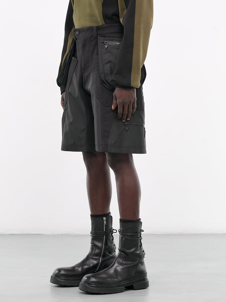 【SATIIIZ】Beden Pigment Cargo Bermuda Pants Technical Fabric Cargo Shorts (24F1PA04582001-BLACK)
