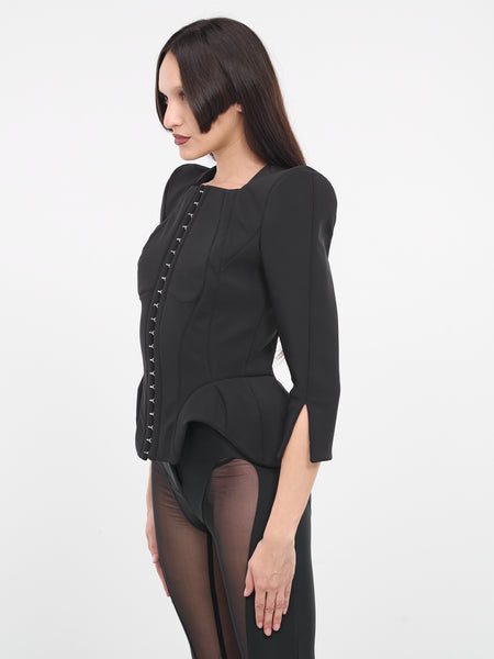 コート MUGLER Women Outer 24F1MA0178182 1999 Black Curvy Structured Jacket (24P1VE03856092-1999-BLACK)