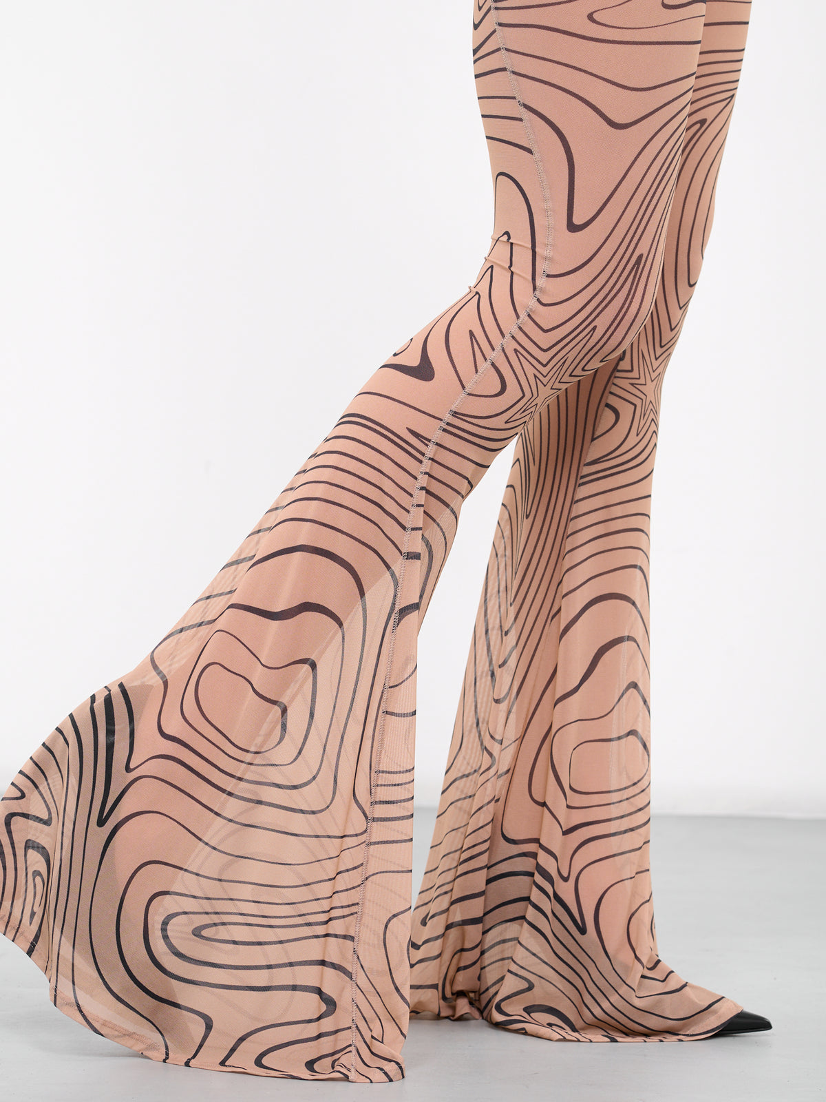 Printed Mesh Flare Leggings (24P1PA0406585-SO29-PRINT-TAN)