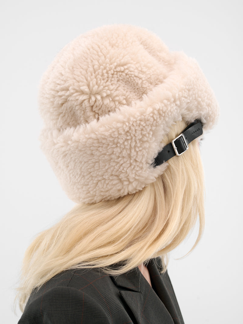 Ivory Fuzzy Wool Cap (25-01043S-199-IVORY)