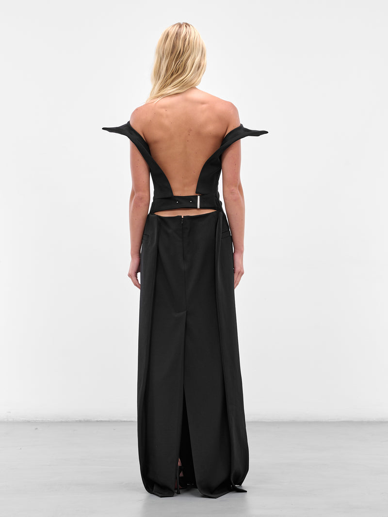 Black Backless Belt Maxi Dress (25-03-W-DR045-W002-BLACK)