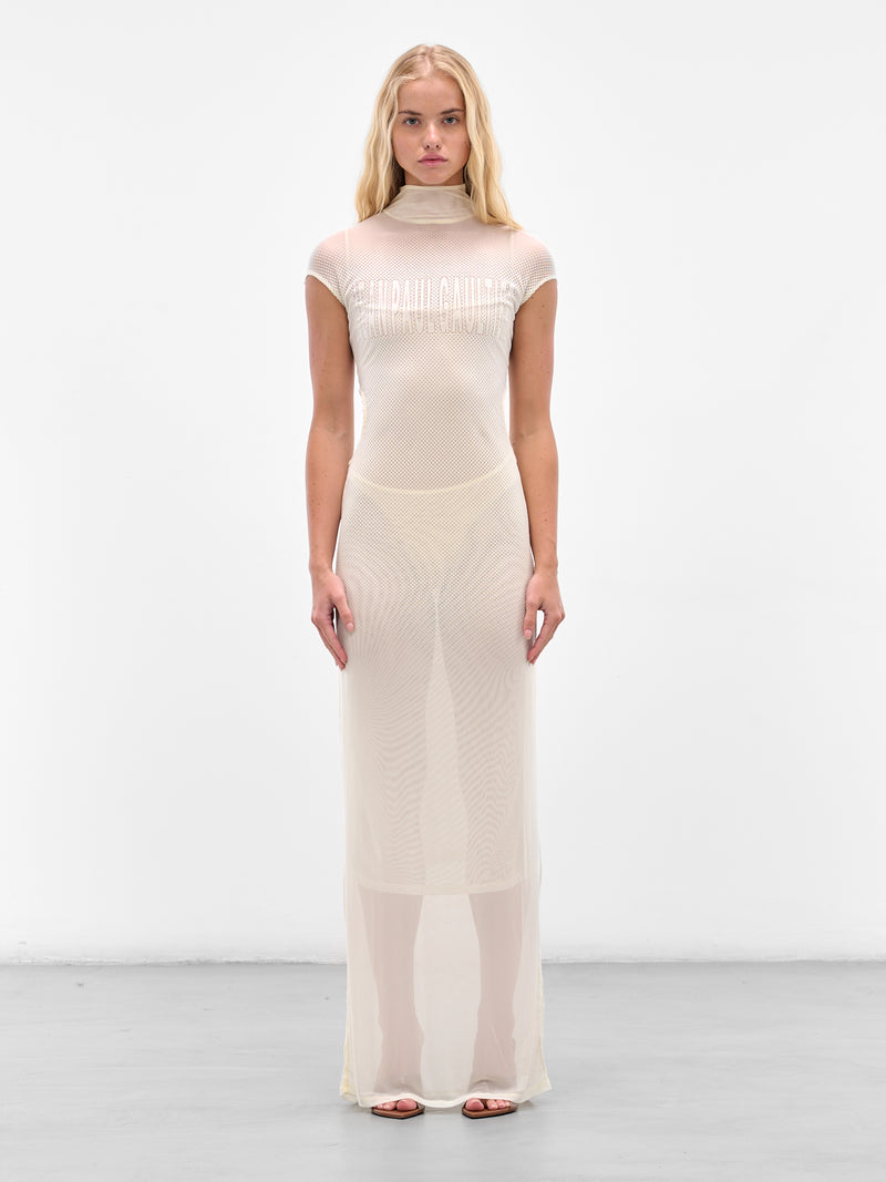 Ecru Sleeveless Flock Maxi Dress (25-03-W-DR046-M001-ECRU)