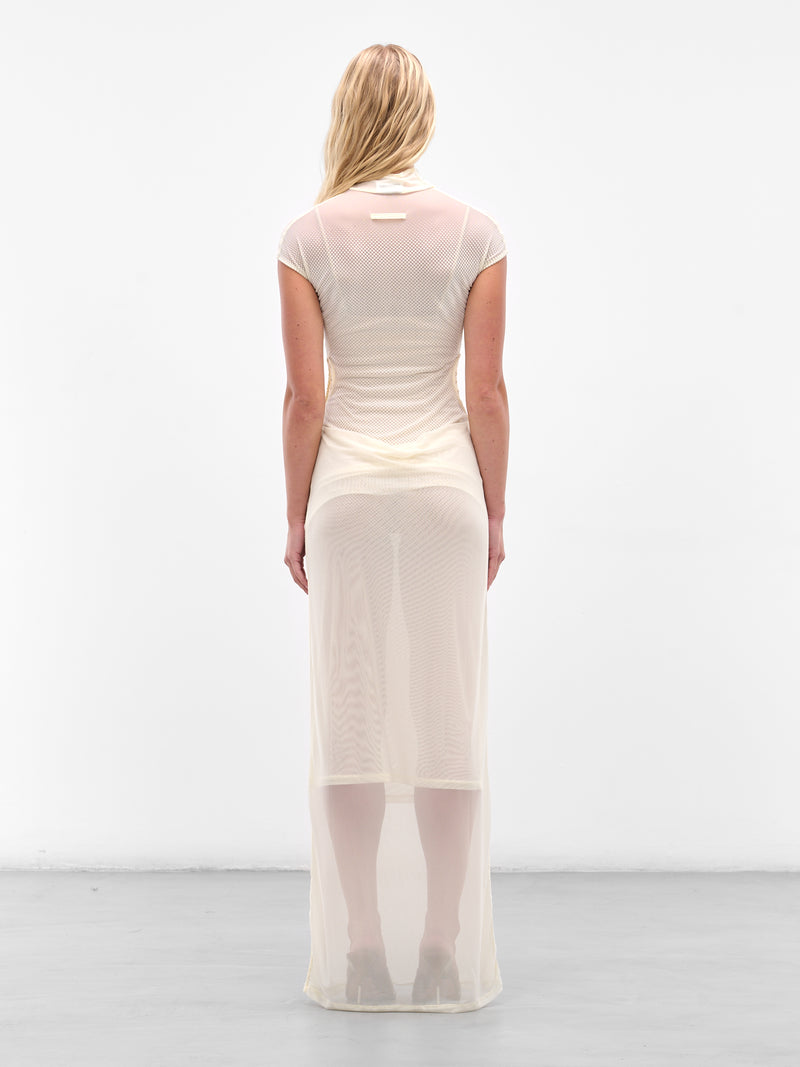 Ecru Sleeveless Flock Maxi Dress (25-03-W-DR046-M001-ECRU)