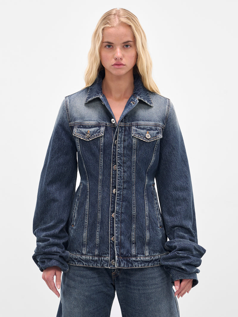 Blue Oversized Sleeves Denim Jacket (25-03-W-JA003-D024-VINTAGE-BLU)