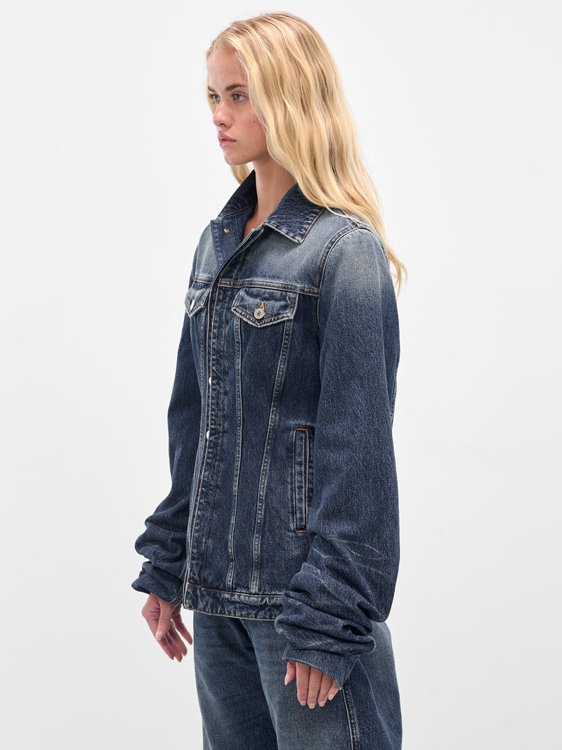 Blue Oversized Sleeves Denim Jacket (25-03-W-JA003-D024-VINTAGE-BLU)