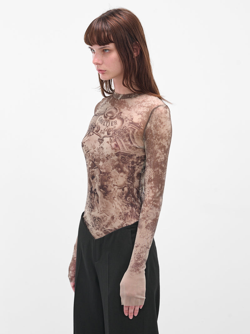 The Beige Tulle Médaillon Top (25-03-W-TO305-M006P-BEIGE-TAUP)