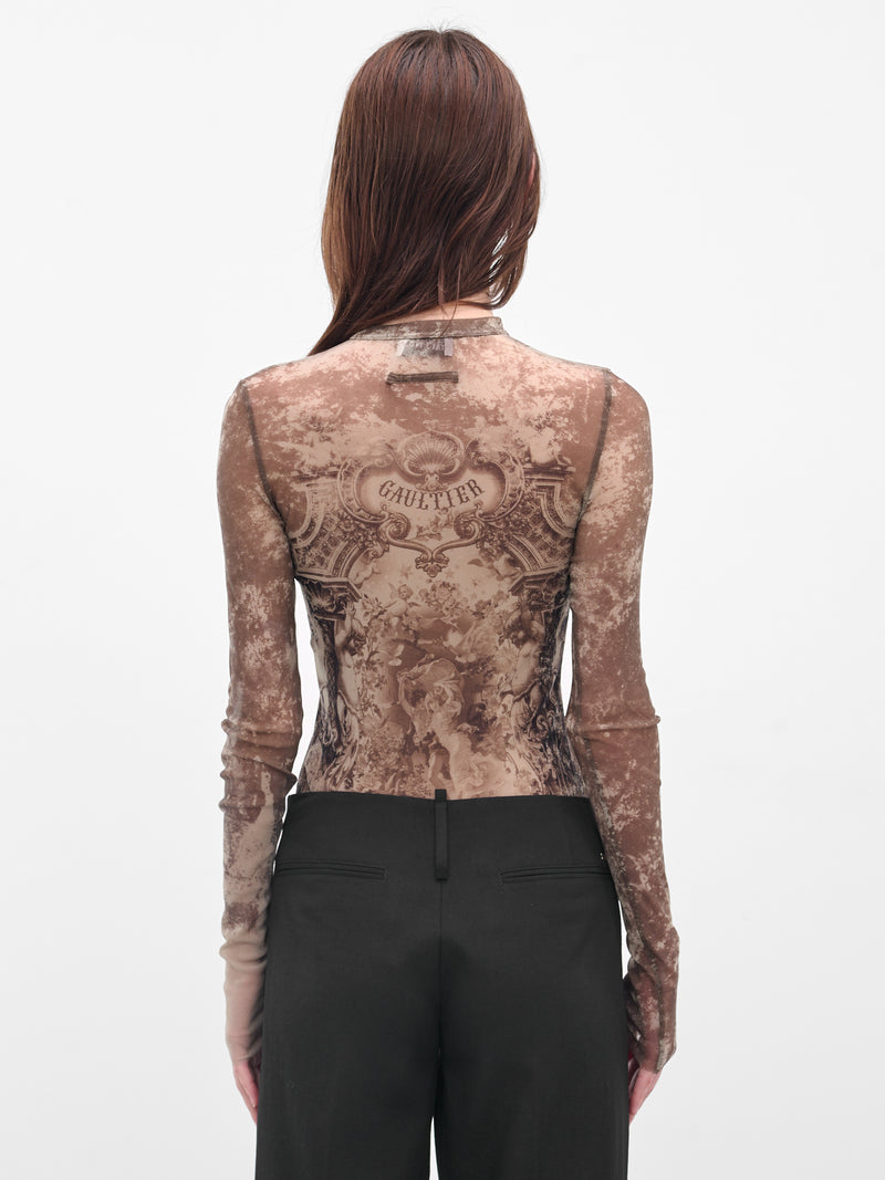 The Beige Tulle Médaillon Top (25-03-W-TO305-M006P-BEIGE-TAUP)