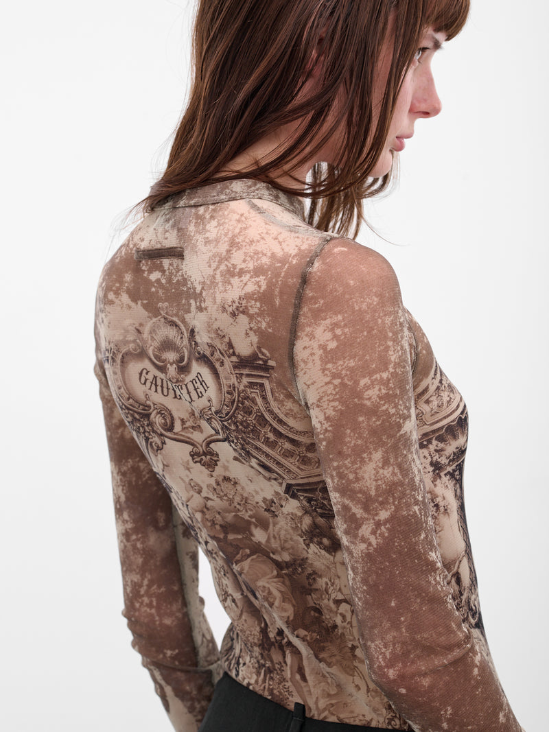 The Beige Tulle Médaillon Top (25-03-W-TO305-M006P-BEIGE-TAUP)