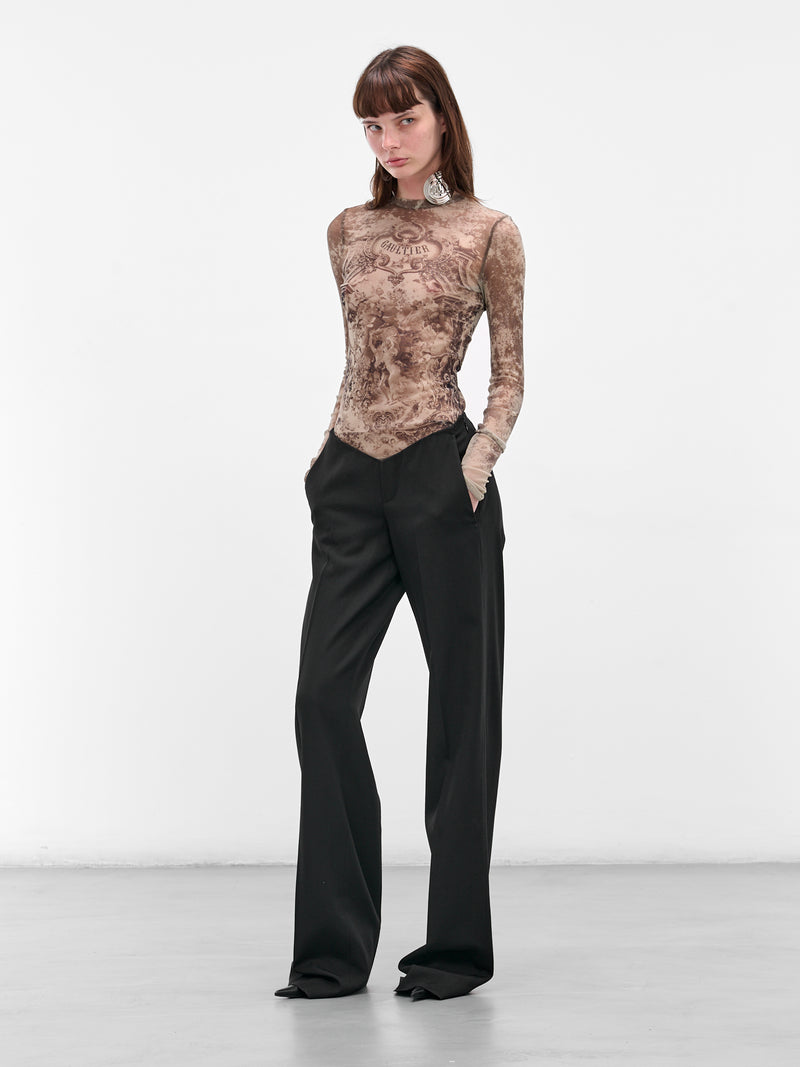 The Beige Tulle Médaillon Top (25-03-W-TO305-M006P-BEIGE-TAUP)