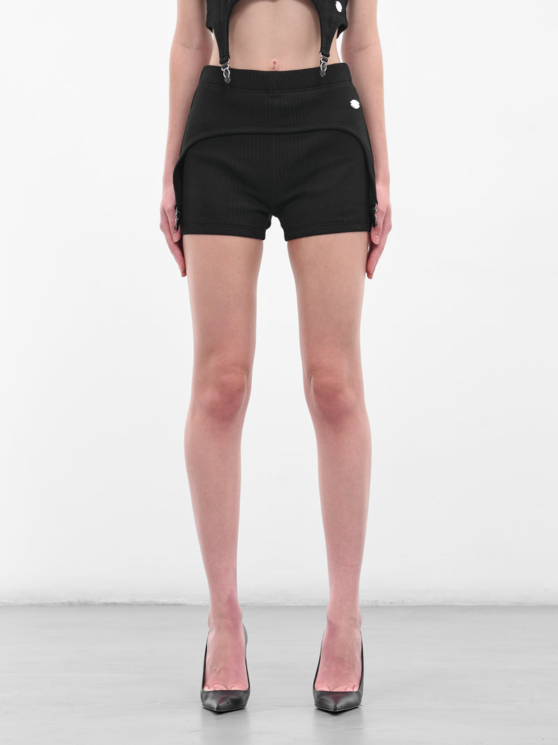 The Black Garter Mini Shorts (25-04-W-TR038-J014-BLACK)