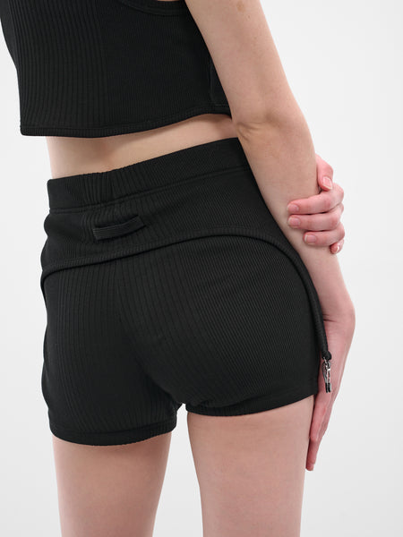 The Black Garter Mini Shorts (25-04-W-TR038-J014-BLACK)