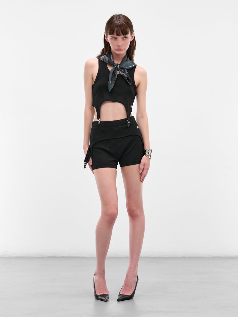 The Black Garter Mini Shorts (25-04-W-TR038-J014-BLACK)