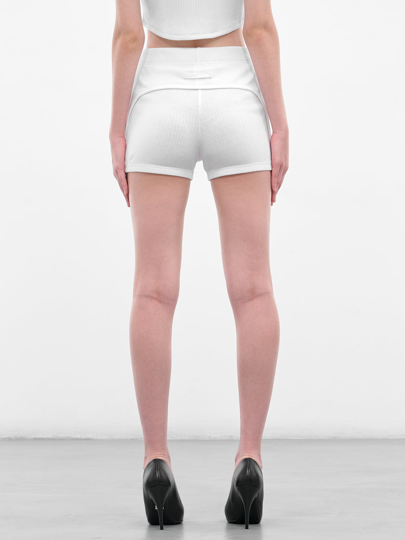 The White Garter Mini Shorts (25-04-W-TR038-J014-WHITE)