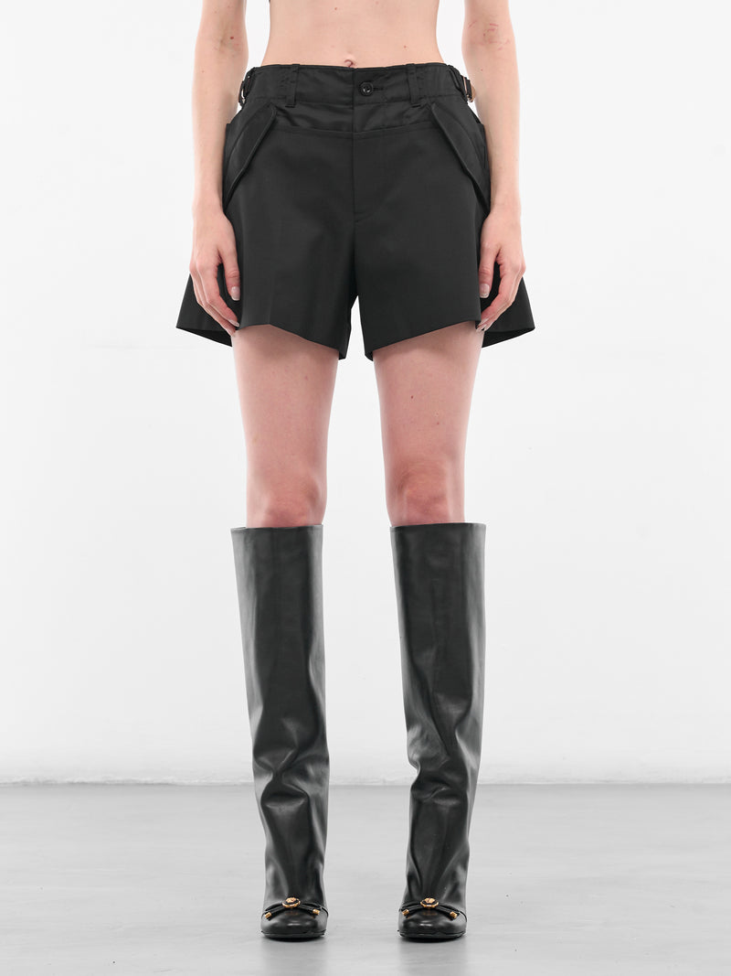 Black Suiting-Nylon Mini Shorts (25-07951-001-BLACK)