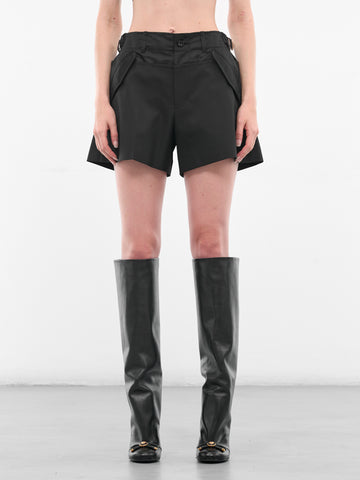 Black Suiting-Nylon Mini Shorts (25-07951-001-BLACK)