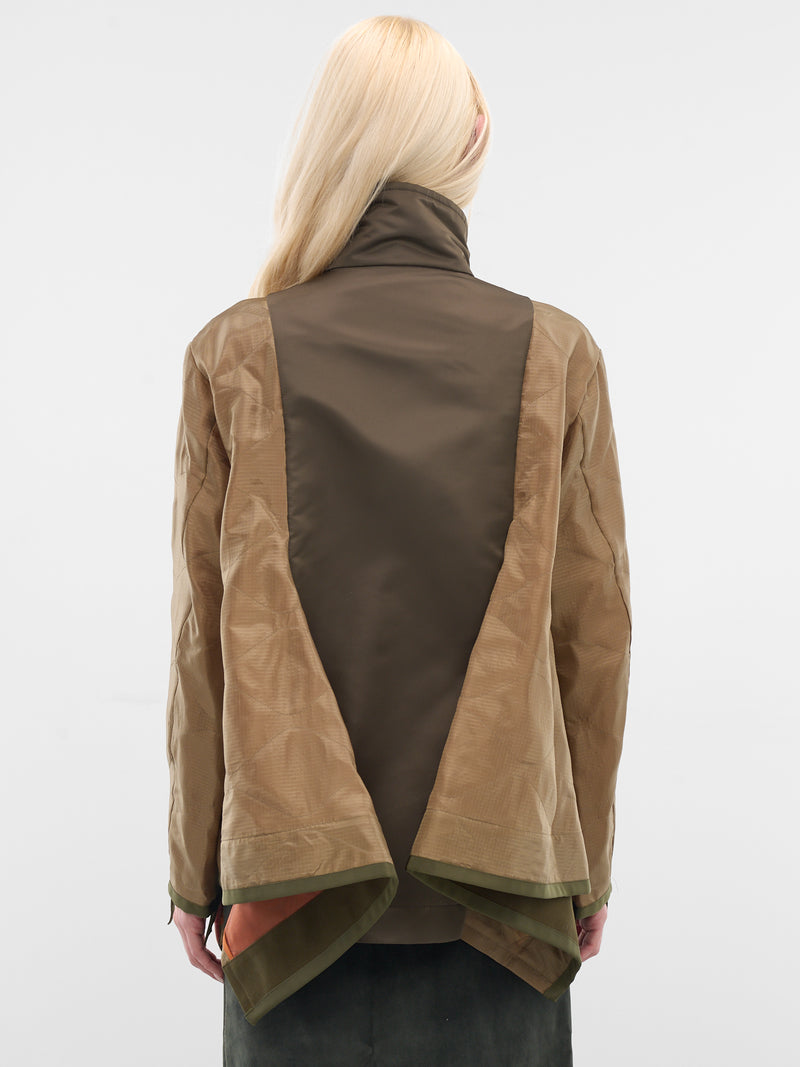 Khaki Nylon Contrast Drape Jacket (25-07990-541-KHAKI)