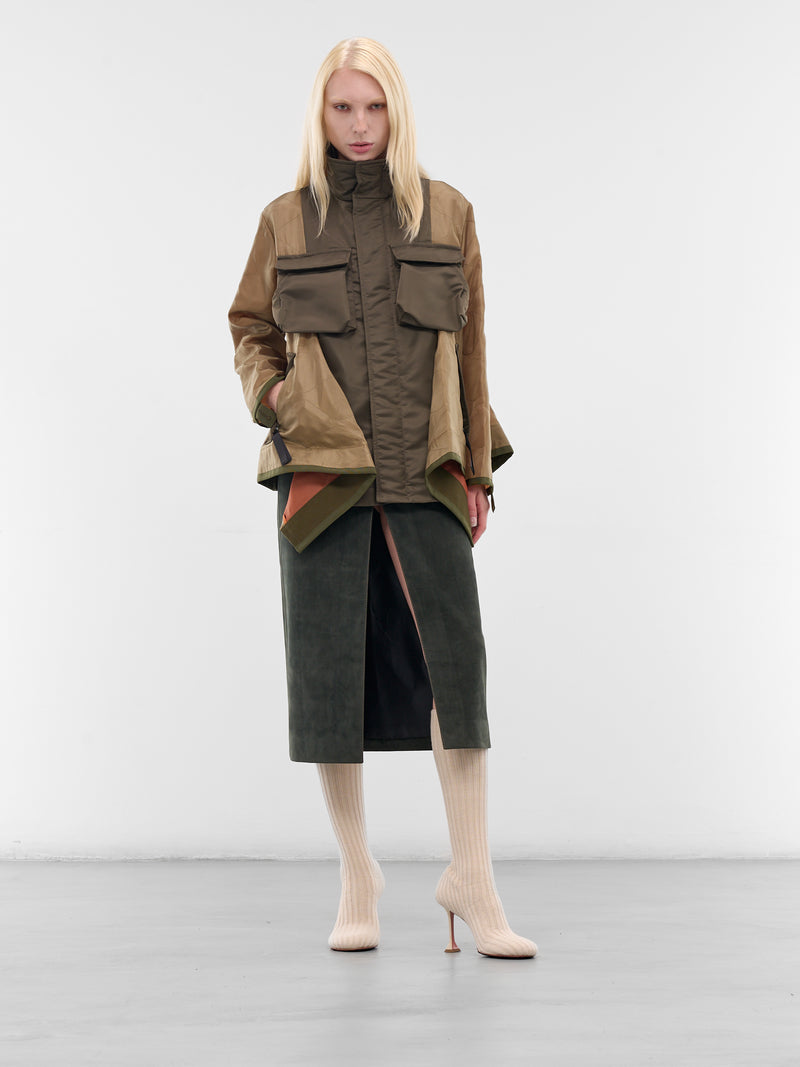 Khaki Nylon Contrast Drape Jacket (25-07990-541-KHAKI)