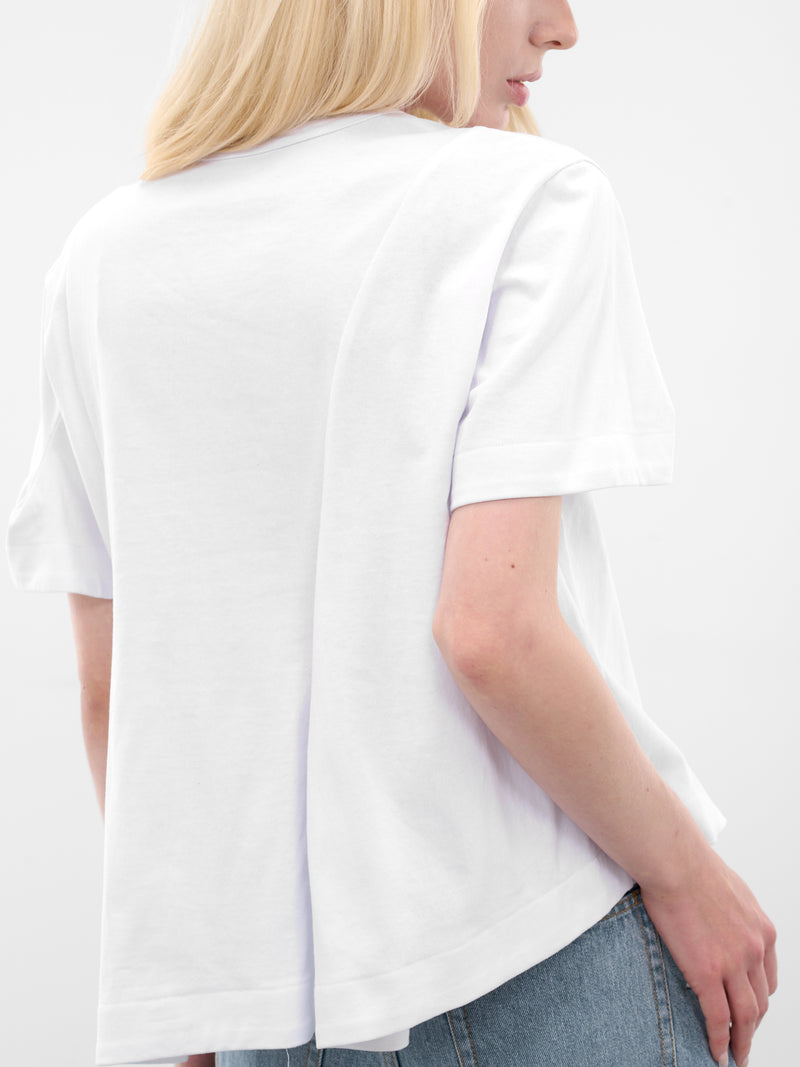 White Asymmetric Drape Pocket Tee (25-08020-101-WHITE)